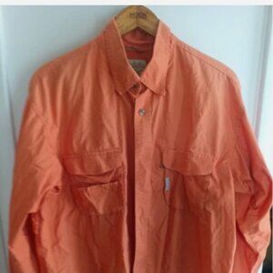 Cabelas Shirt Men Large Guidewear Long Sleeve Safari Fish Vented Button Up UPF